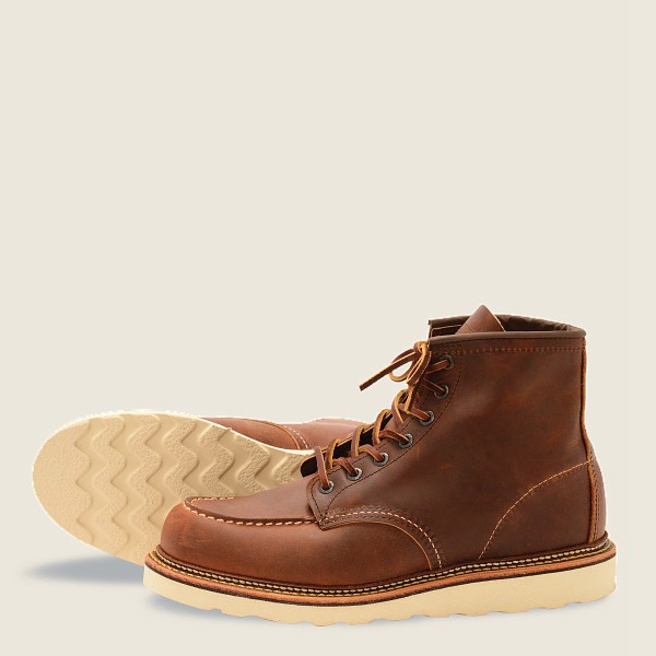 Red Wing Mens Classic Moc - 6-inchr Rough & Tough Leather - Heritage Boots Brown - 5719RUSCH